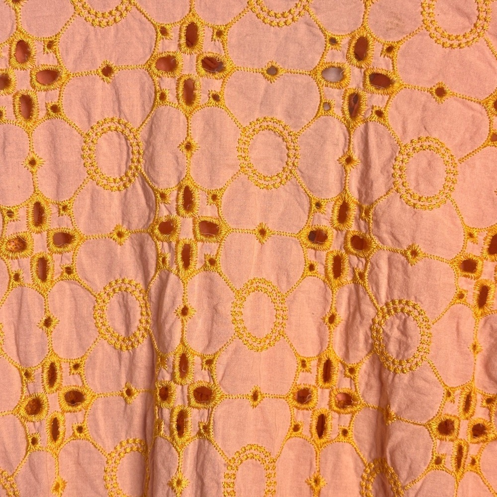 ROIII Small‎ Peach Eyelet Lace Mini Dress Peach Boho Embroidery Stunning Dress - Picture 8 of 12